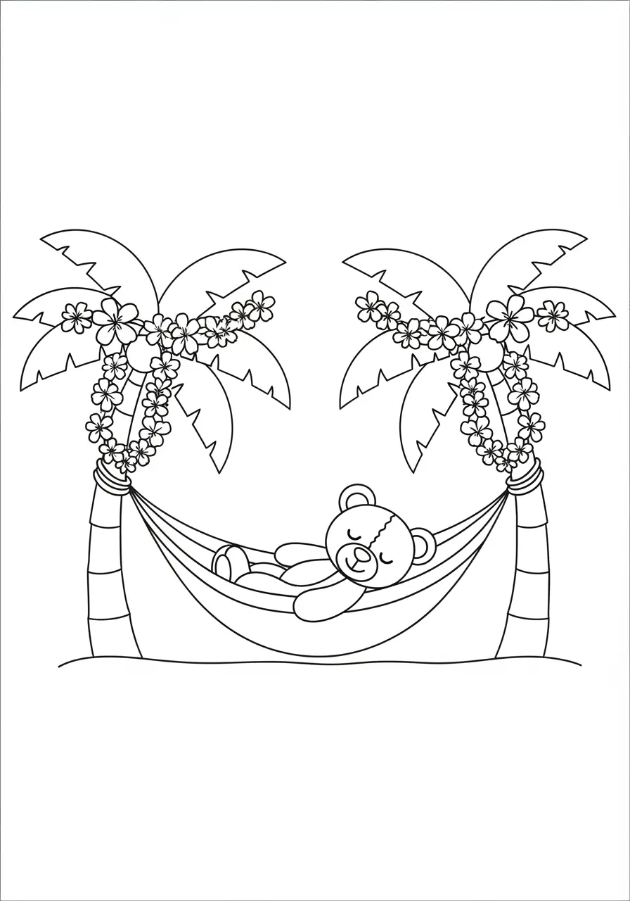 Cute Summer Hammock Coloring Page