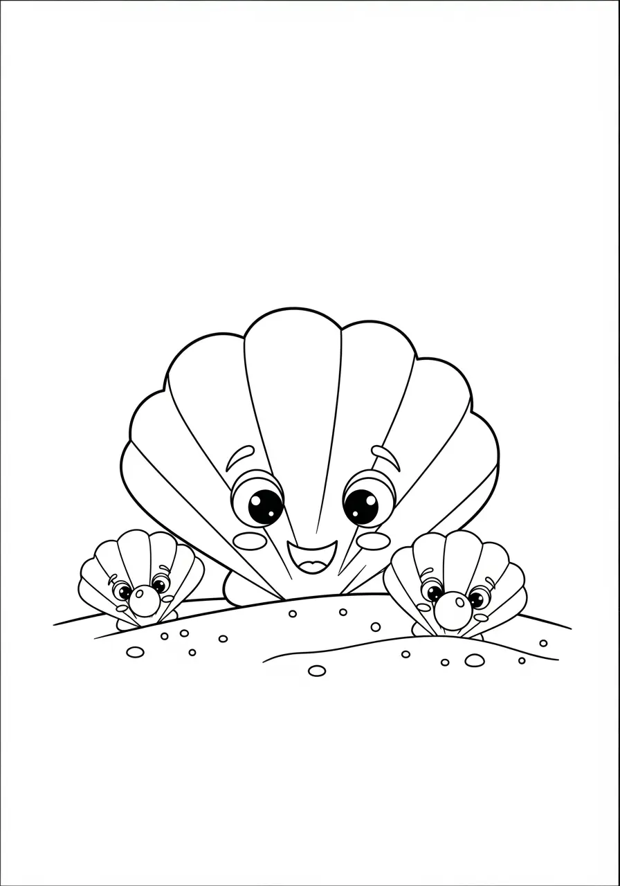 Cute Summer Seashell Coloring Page