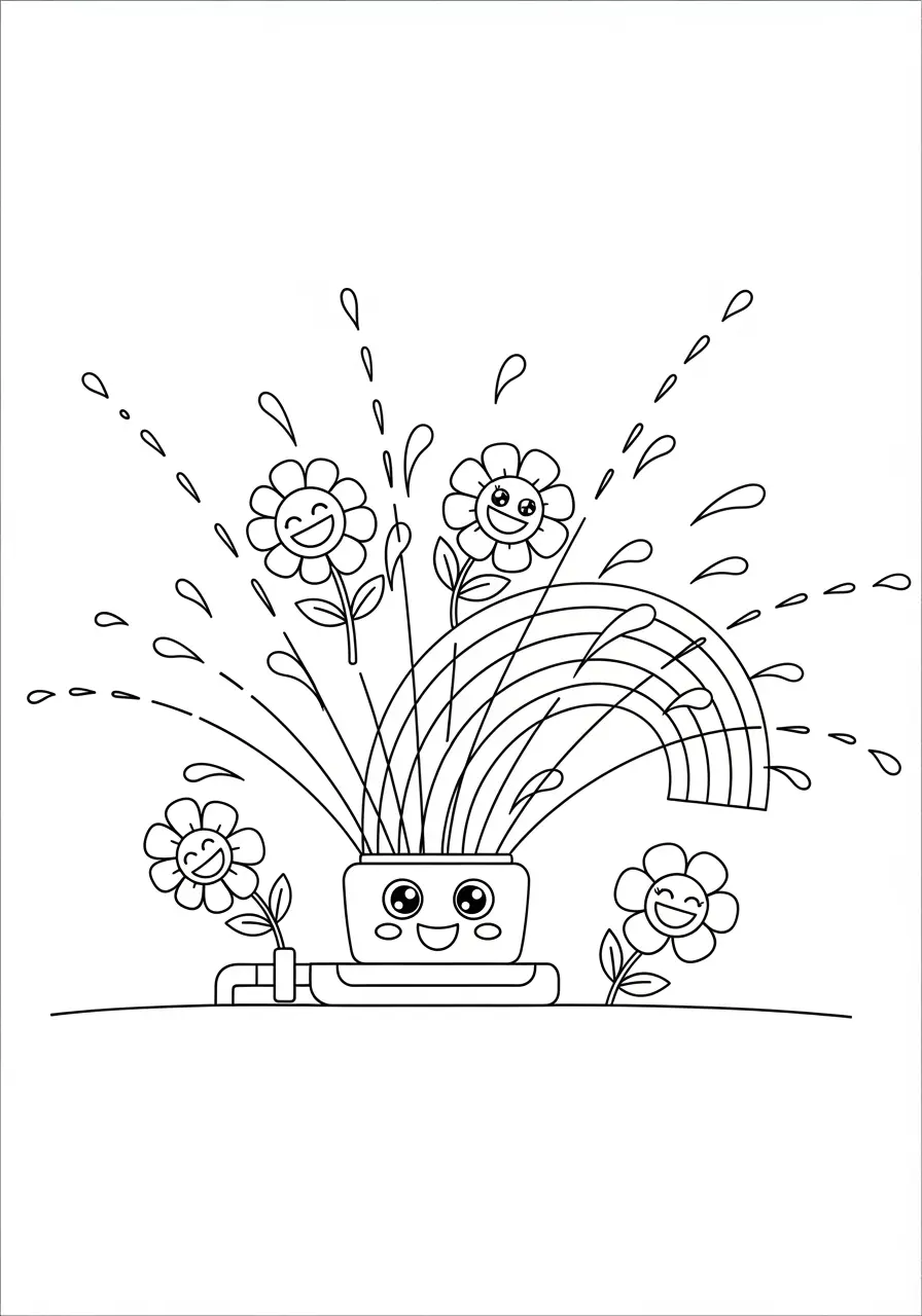 Cute Summer Sprinkler Coloring Page