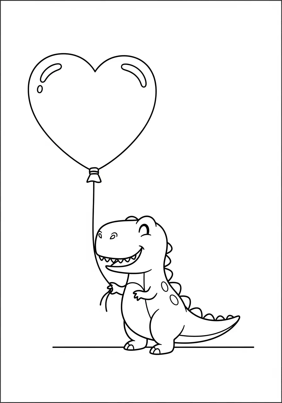 Cute T-Rex Dinosaur Coloring Page