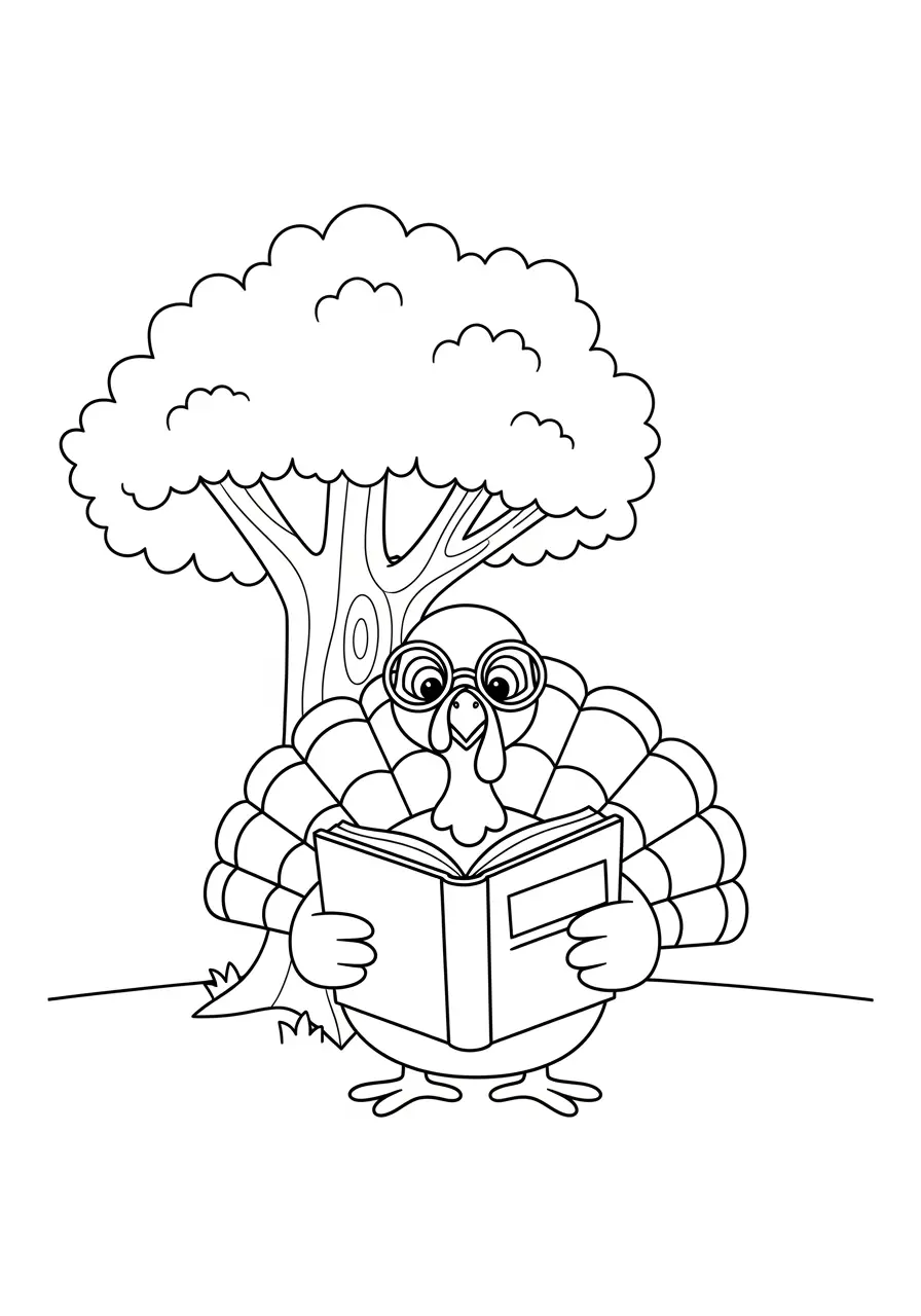 Cute Turkey Reading Books Page