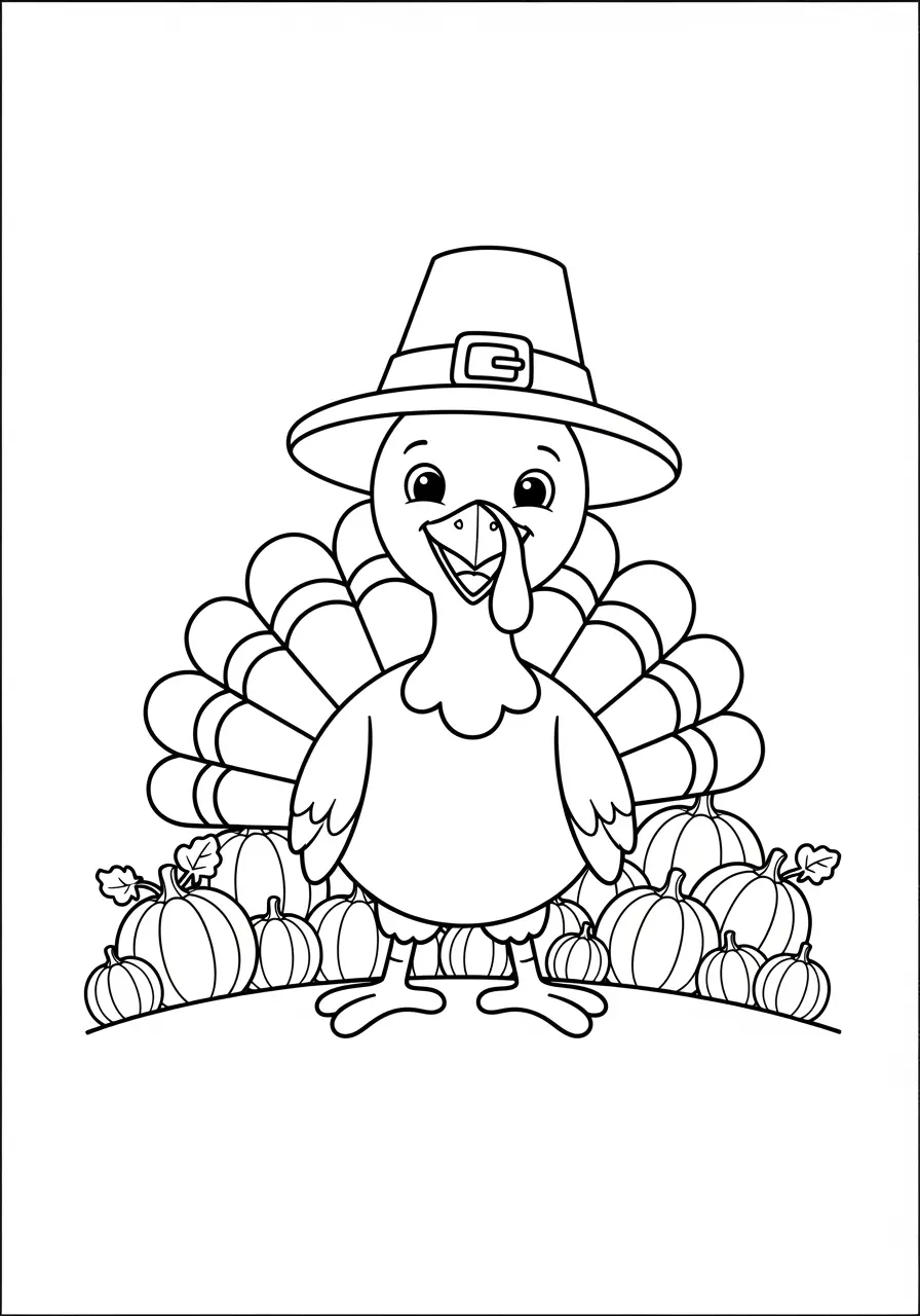 Cute Turkey with Pilgrim Hat