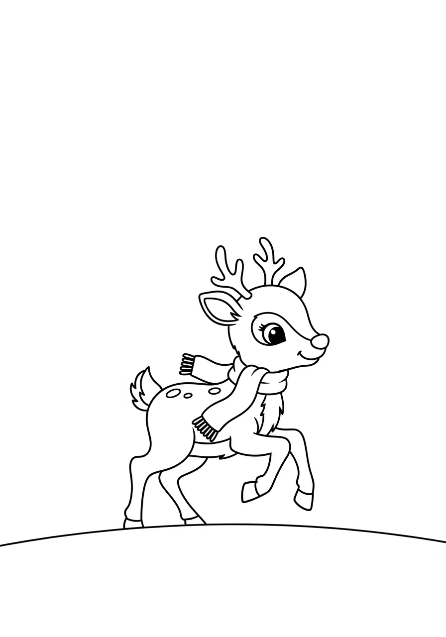 Cute Winter Reindeer Coloring Page