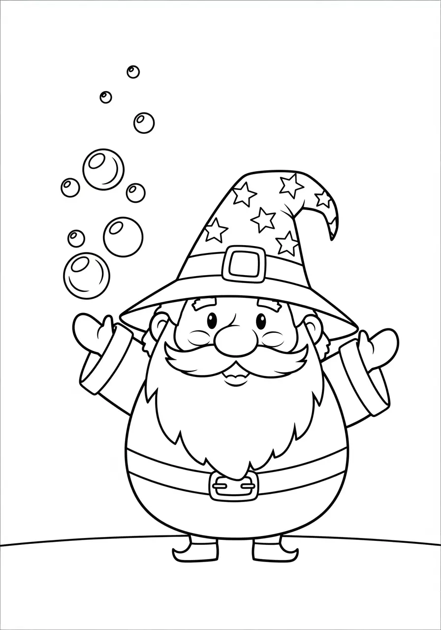 Cute Wizard Fairy Tale Coloring Page