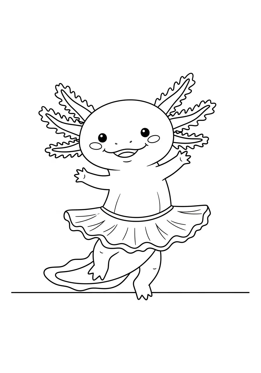 Dancing Axolotl Coloring Page