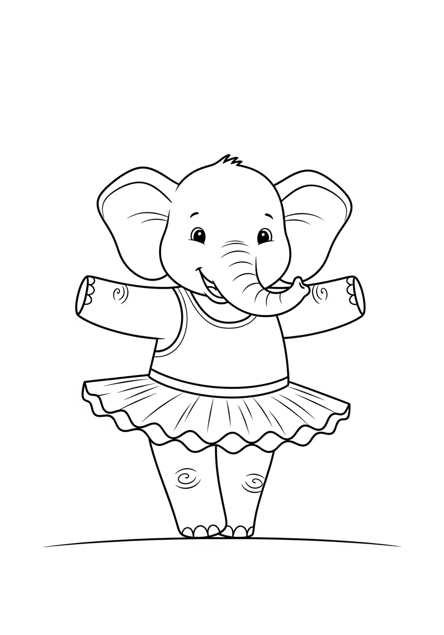 Dancing Elephant Coloring Page