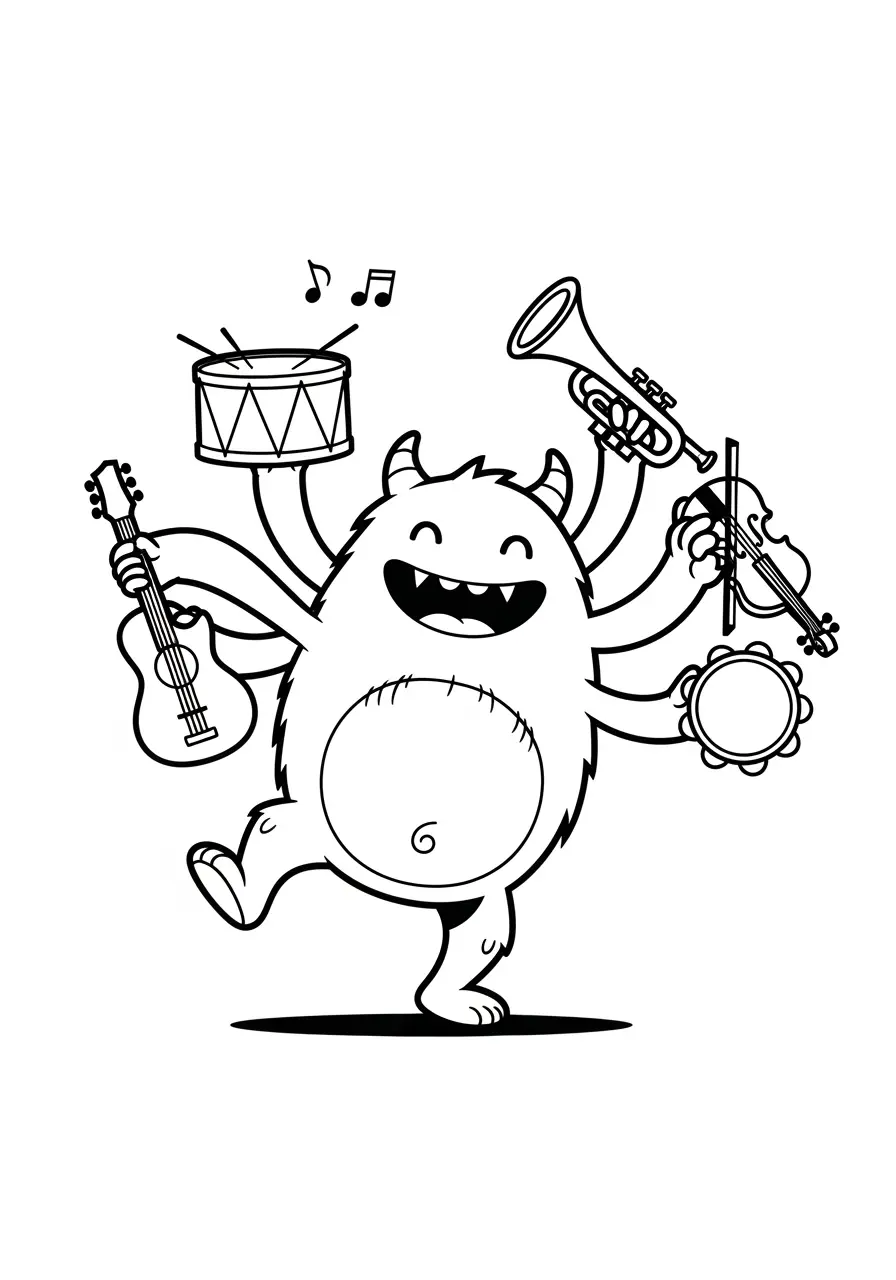 Dancing Monster Coloring Page