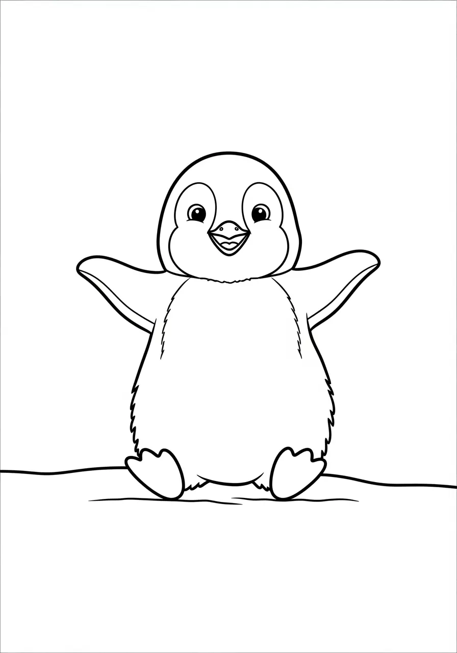 Dancing Penguin Cute Animal Coloring Page