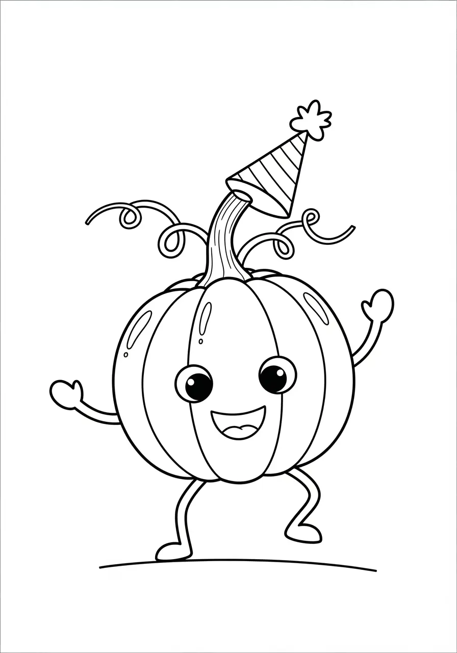 Dancing Pumpkin Coloring Page