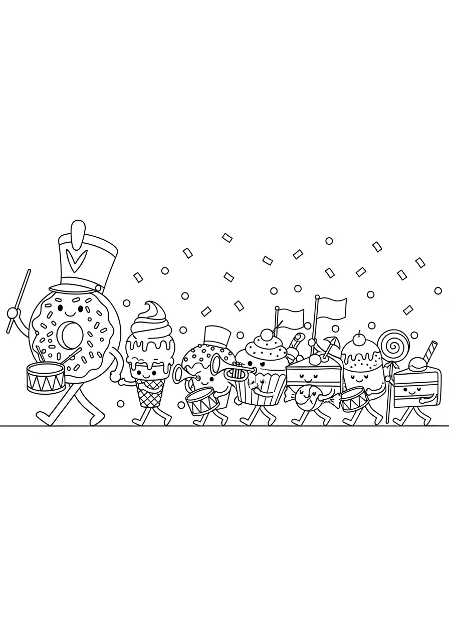 Dessert Parade Coloring Page