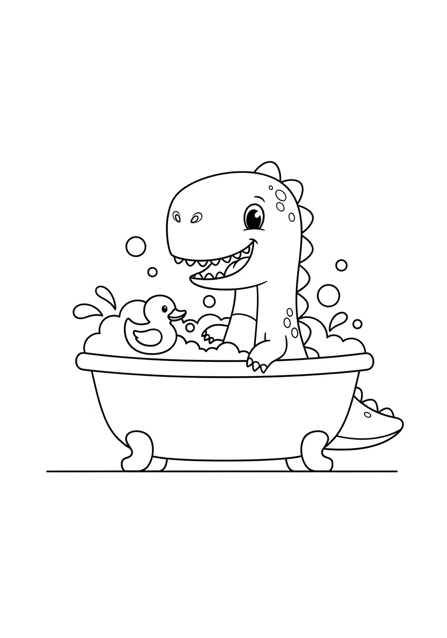 Dinosaur Coloring Page Bubble Bath