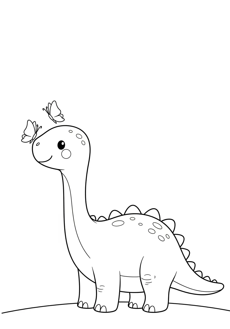 Dinosaur Coloring Page Butterfly Friends