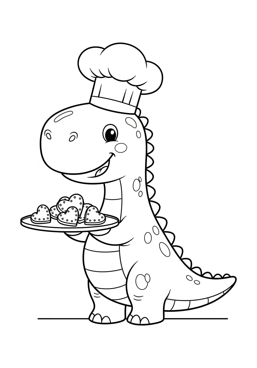Dinosaur Coloring Page Cookie Baking