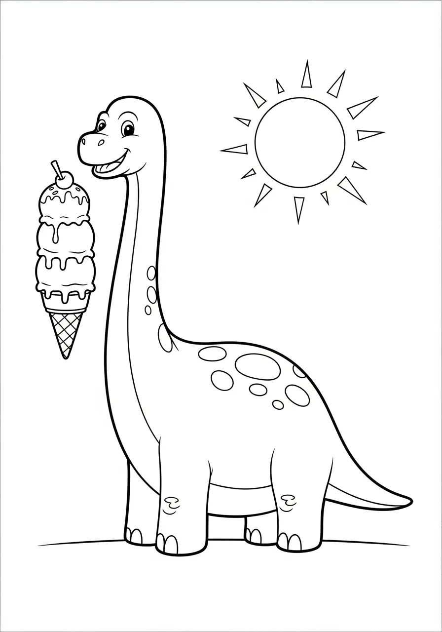 Dinosaur Coloring Page Ice Cream