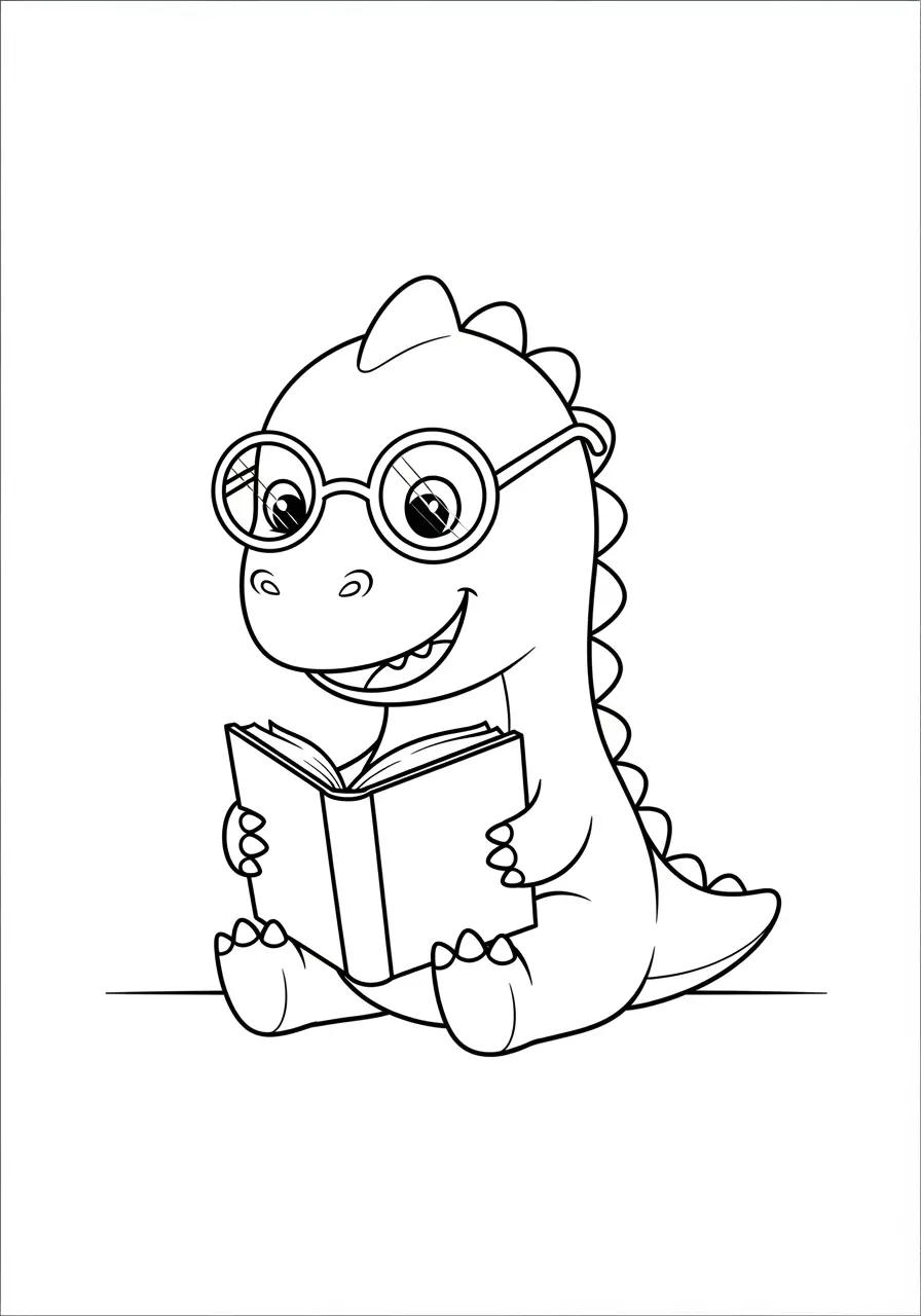 Dinosaur Coloring Page Reading Books