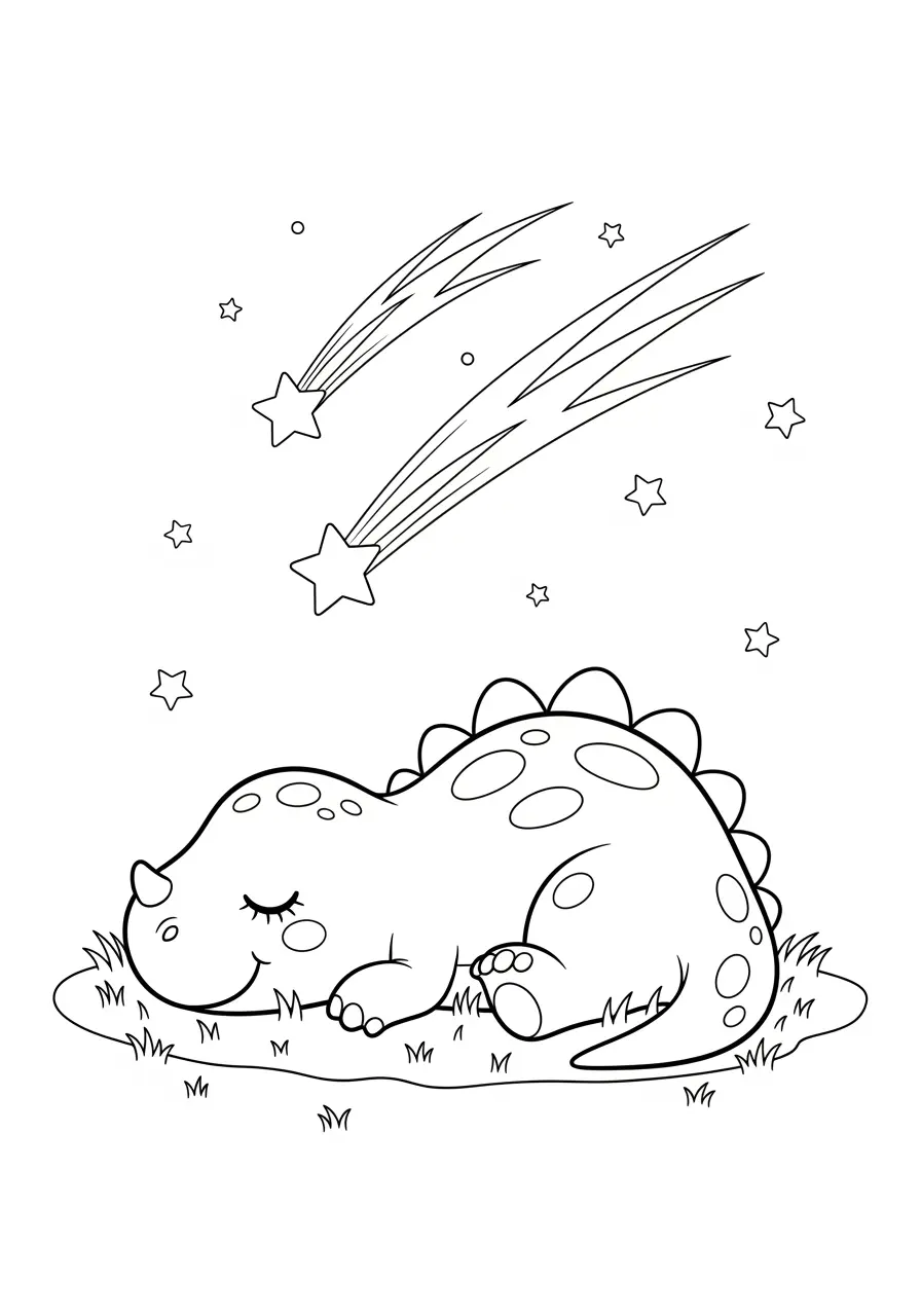Dinosaur Coloring Page Star Gazing