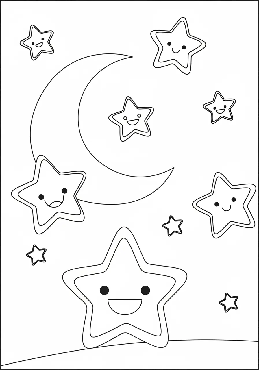 Dreamy Star Aesthetic Coloring Page
