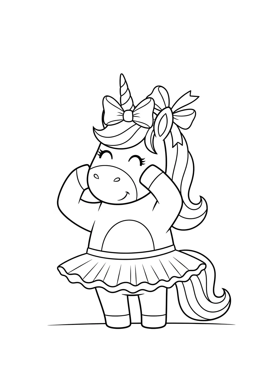 Dress-Up Cute Unicorn Coloring Page
