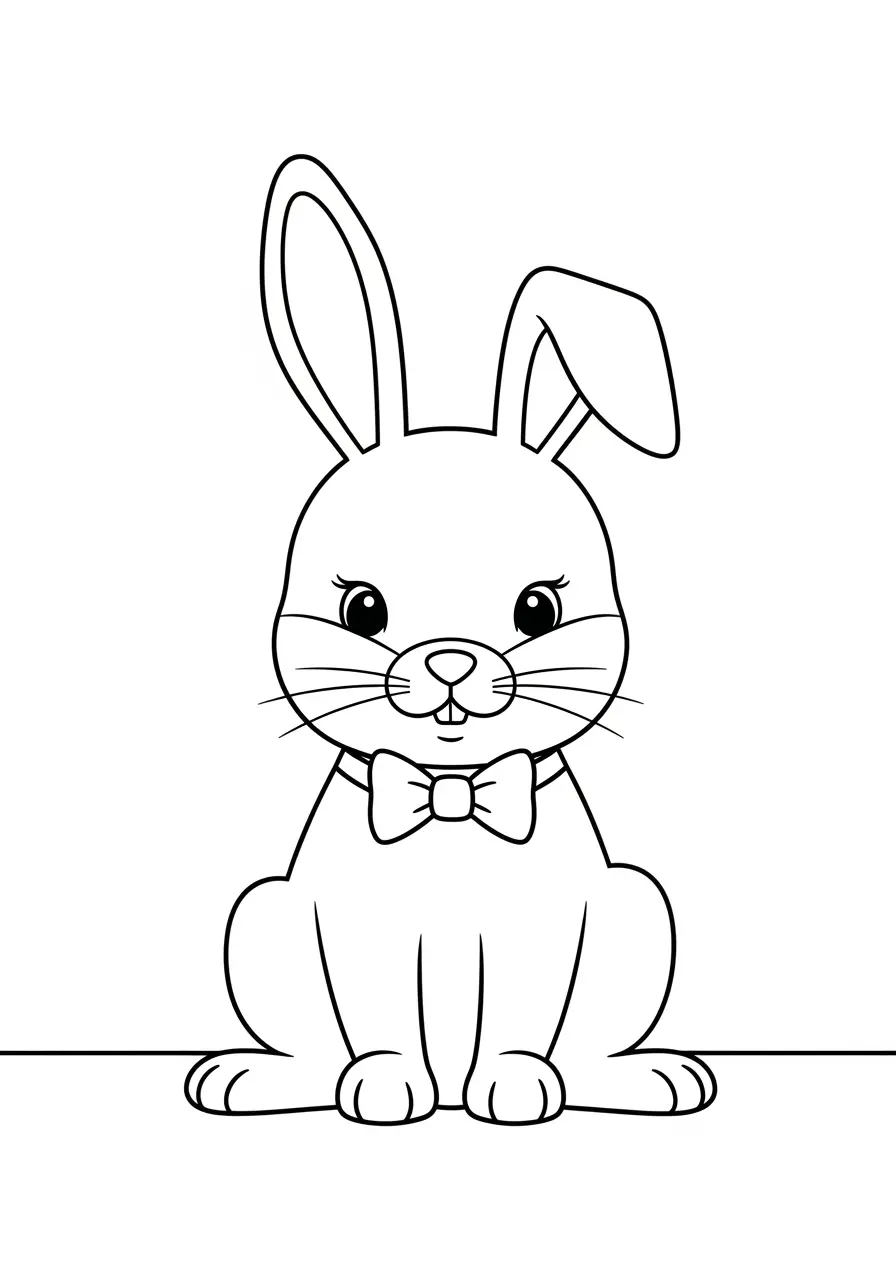 Easter Bunny with Bow Tie Coloring Page