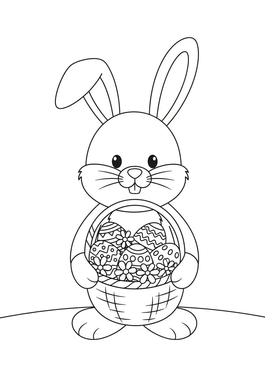 Easter Cute Bunny Coloring Page