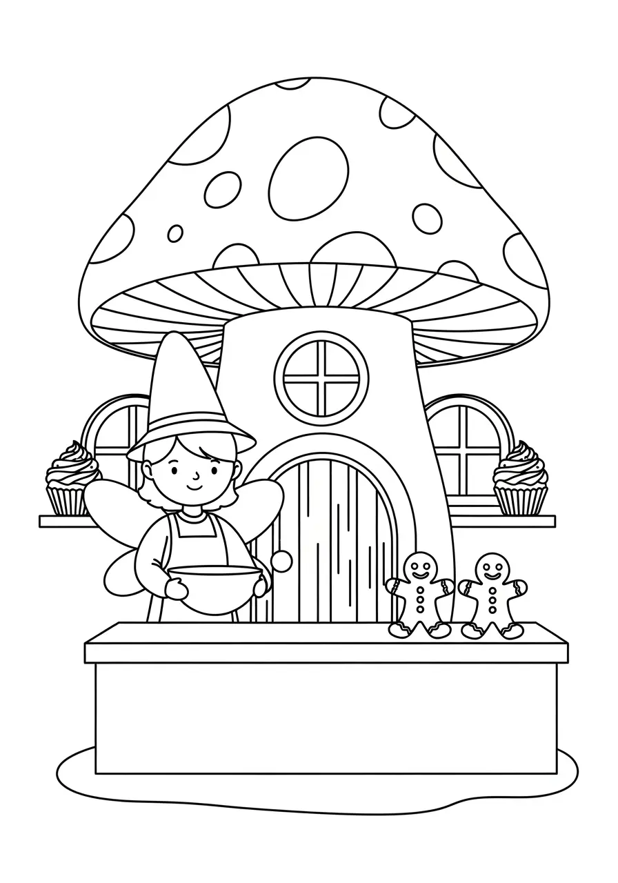 Enchanted Bakery Fairy Tale Coloring Page