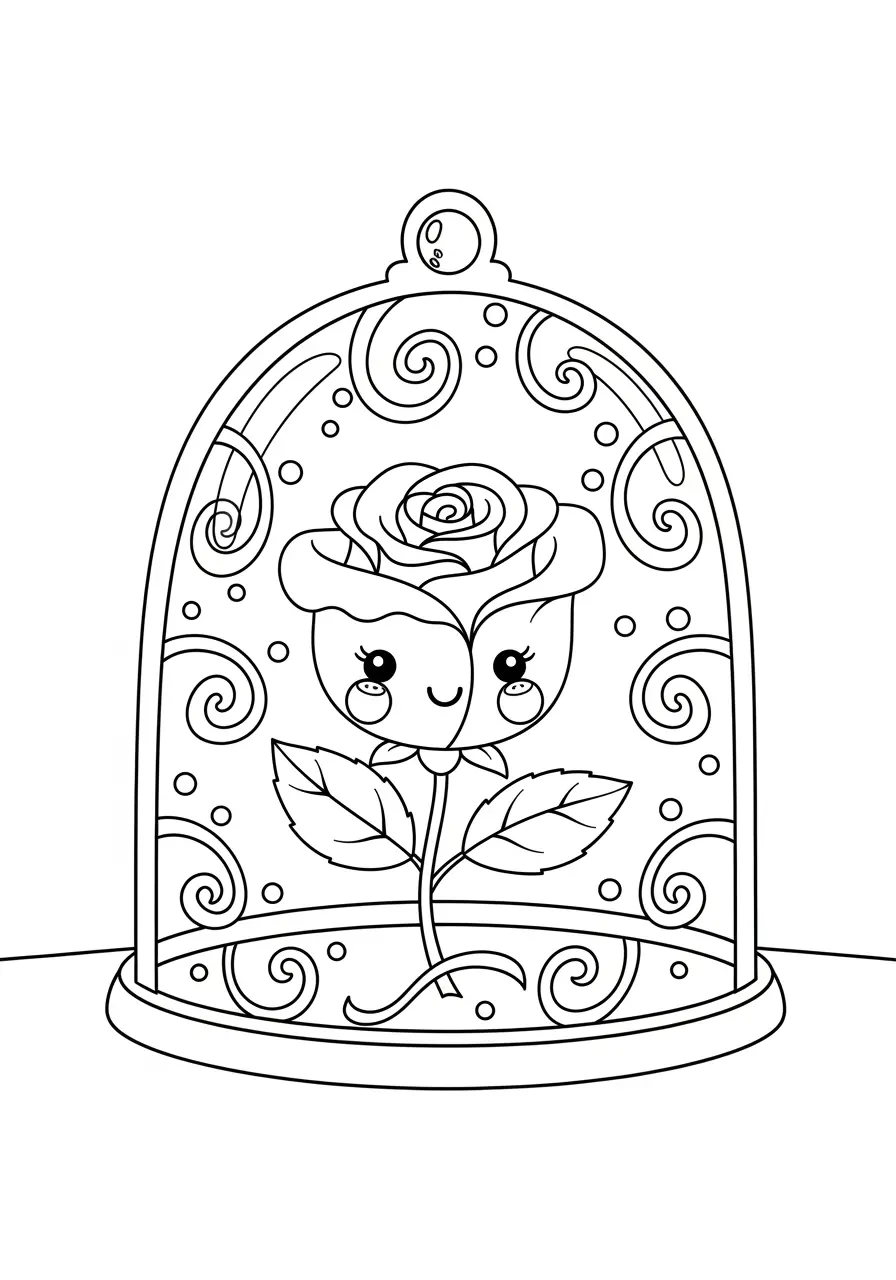 Enchanted Rose Fairy Tale Coloring Page