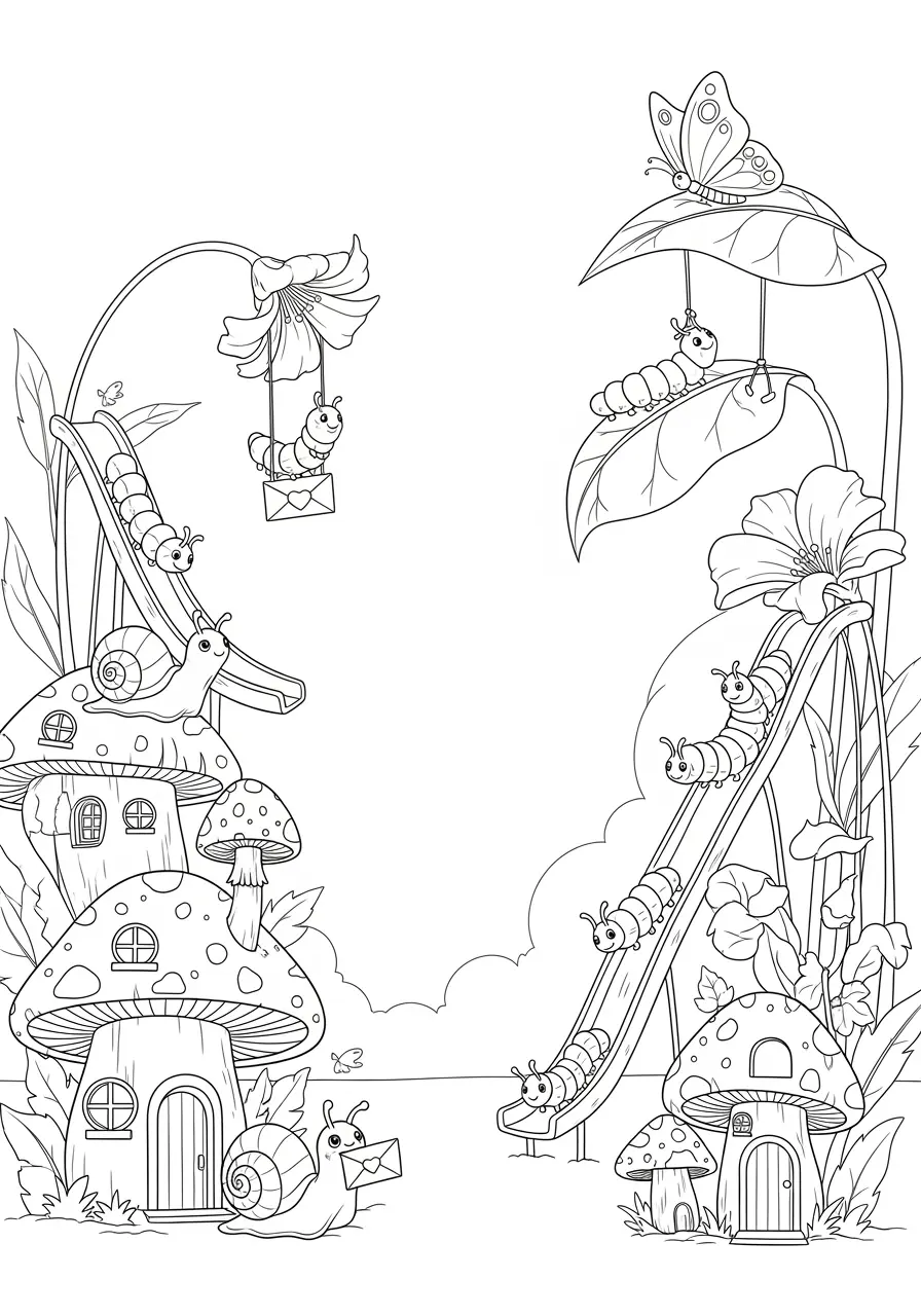 Fairy Garden Nature Coloring Page
