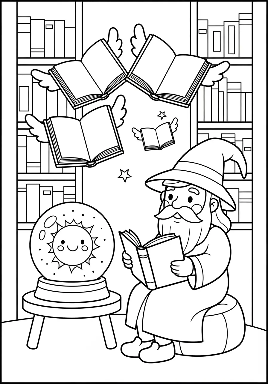 Fairy Tale Library Coloring Page