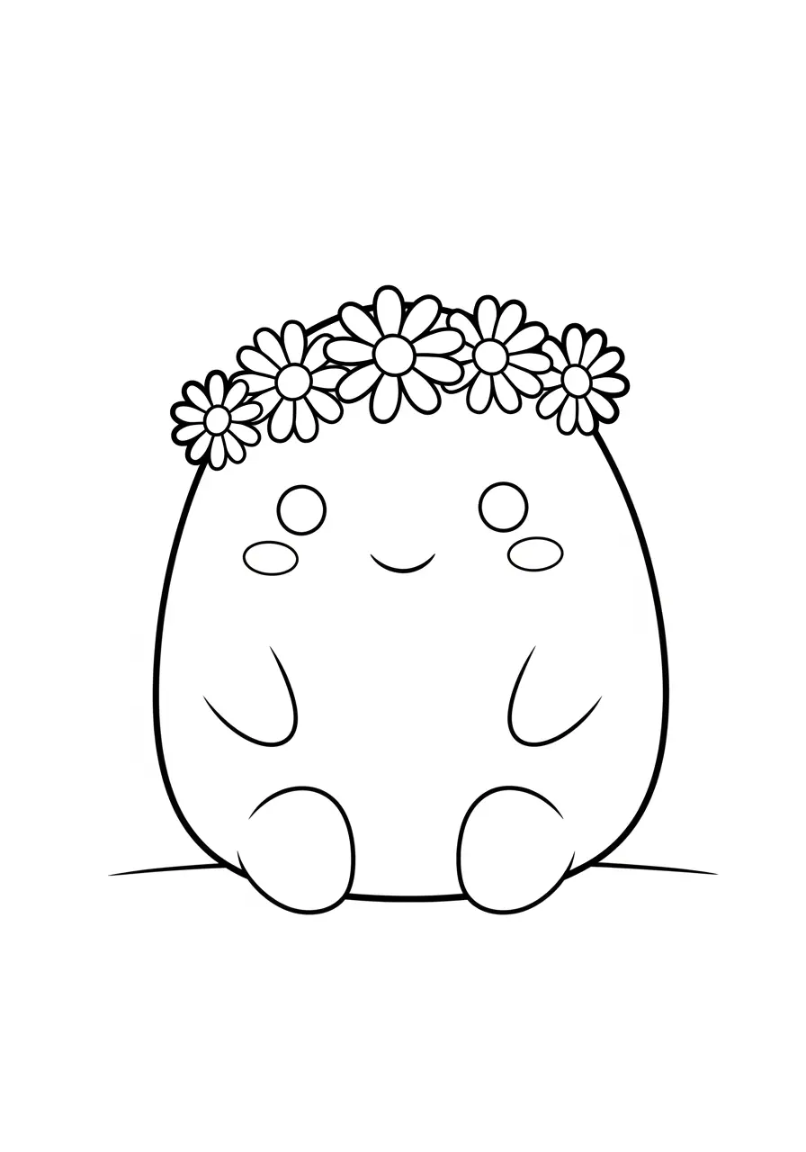 Flower Crown Squishmallow Coloring Page