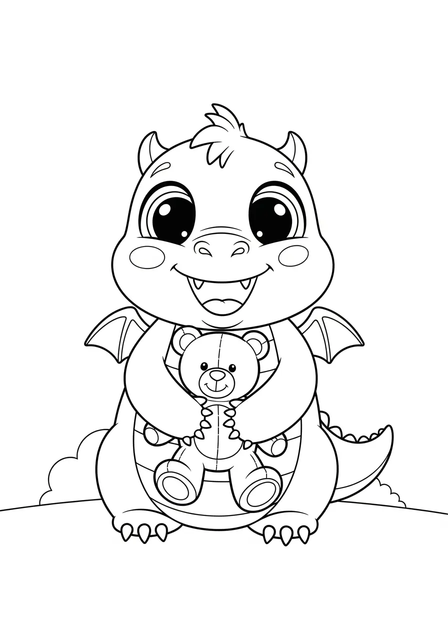 Friendly Dragon Fairy Tale Coloring Page