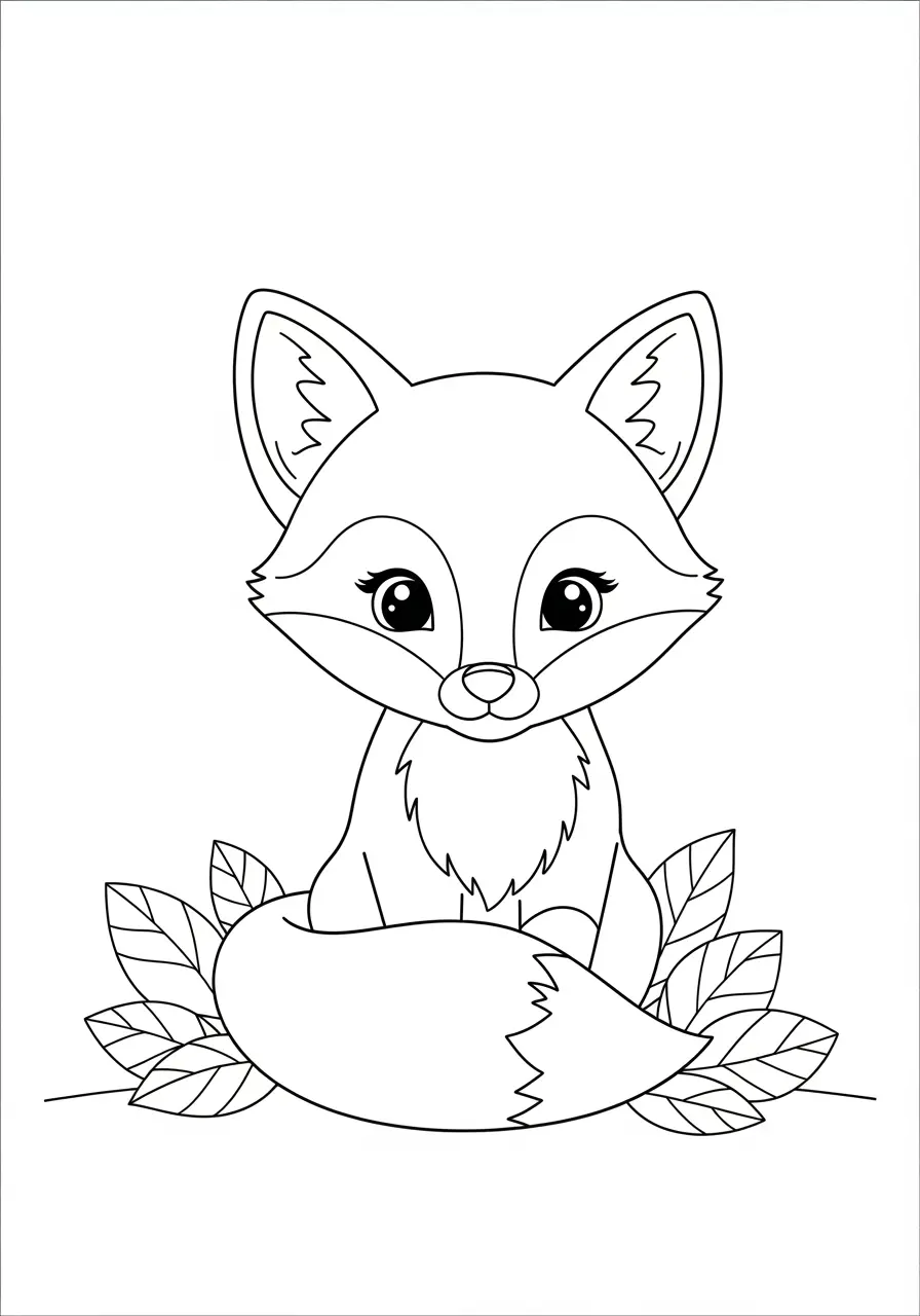 Friendly Fox Cute Animal Coloring Page