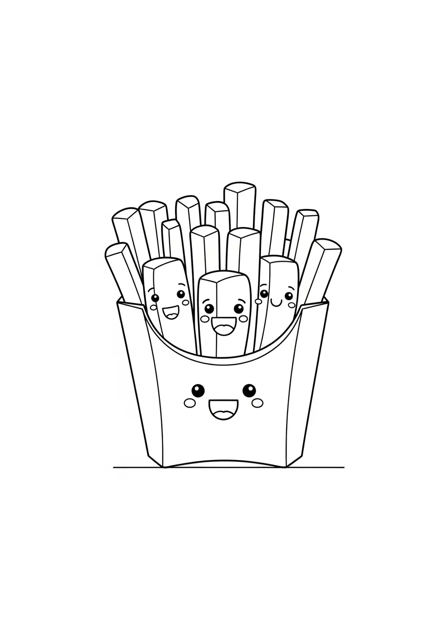 Friendly French Fries Coloring Page