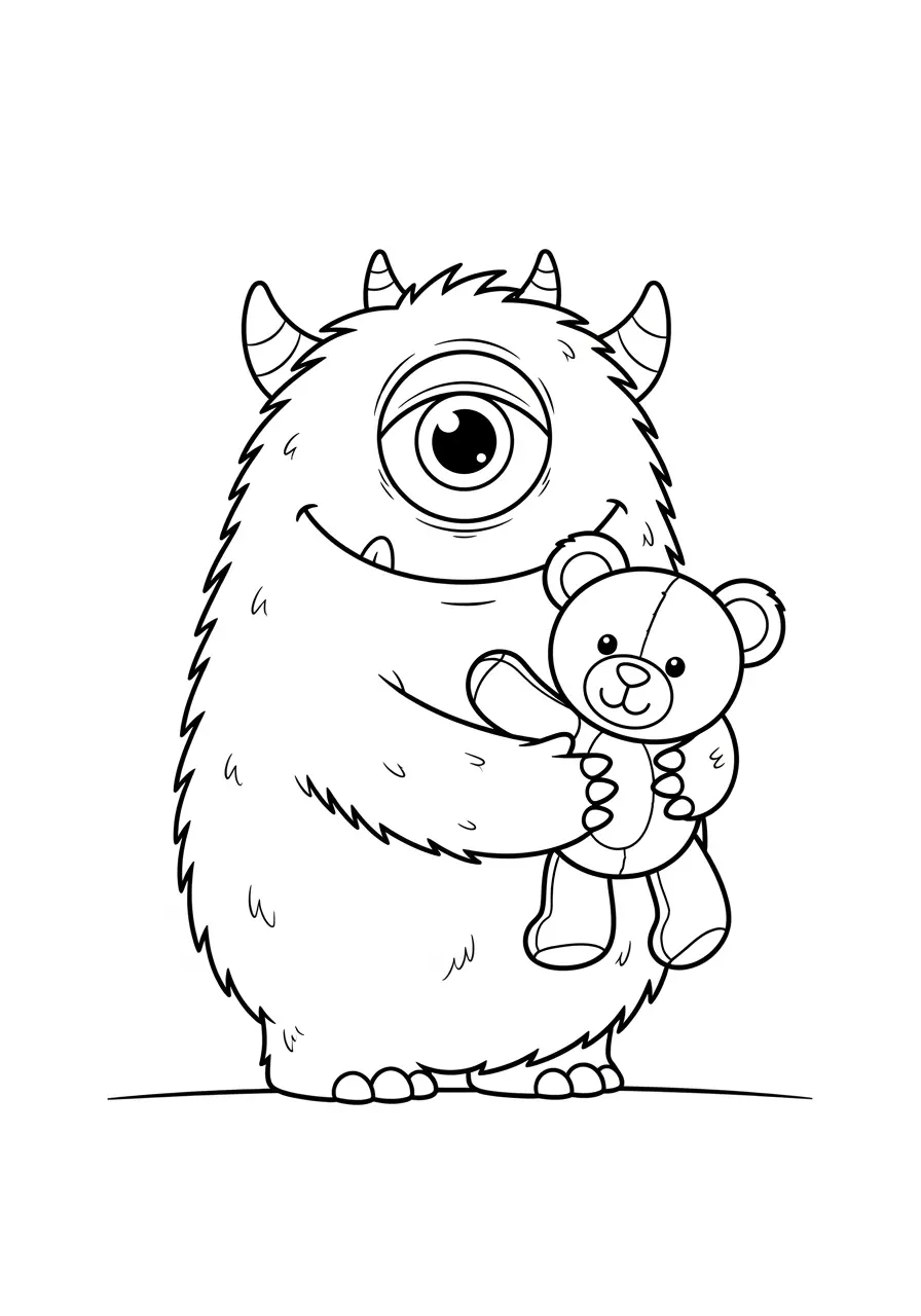 Friendly Monster Cute Spooky Coloring Page