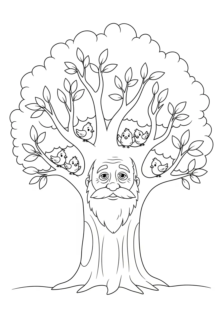 Friendly Tree Nature Coloring Page