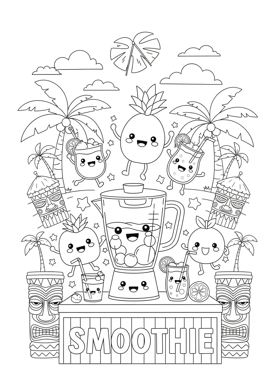 Fruit Smoothie Bar Coloring Page