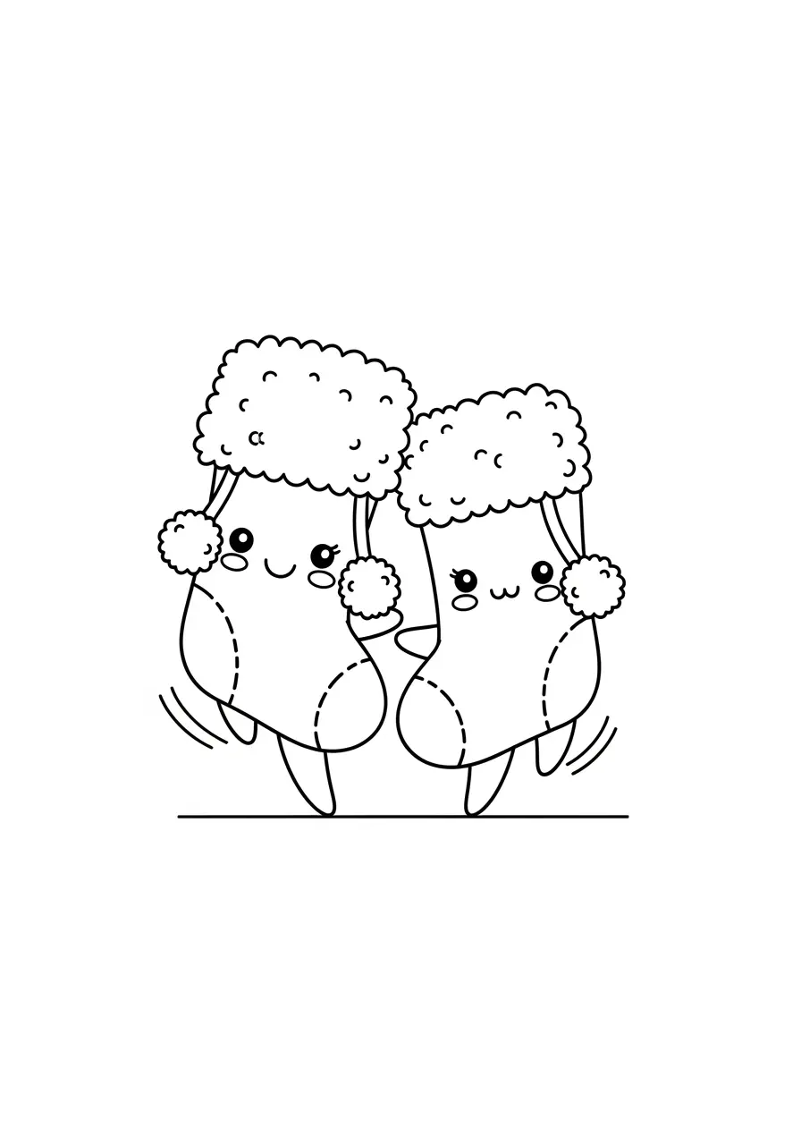 Fuzzy Socks Cute Cozy Coloring Page