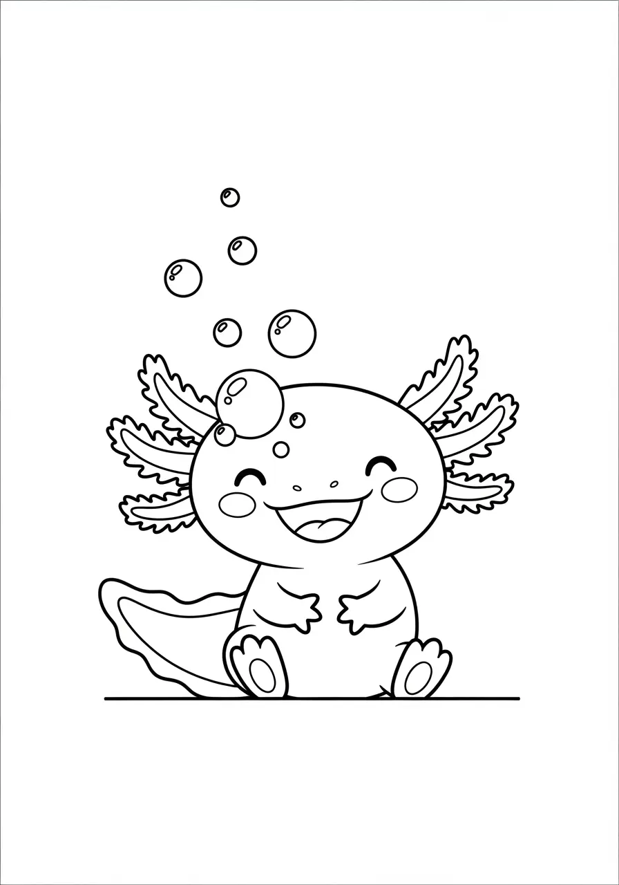 Giggling Axolotl Coloring Page