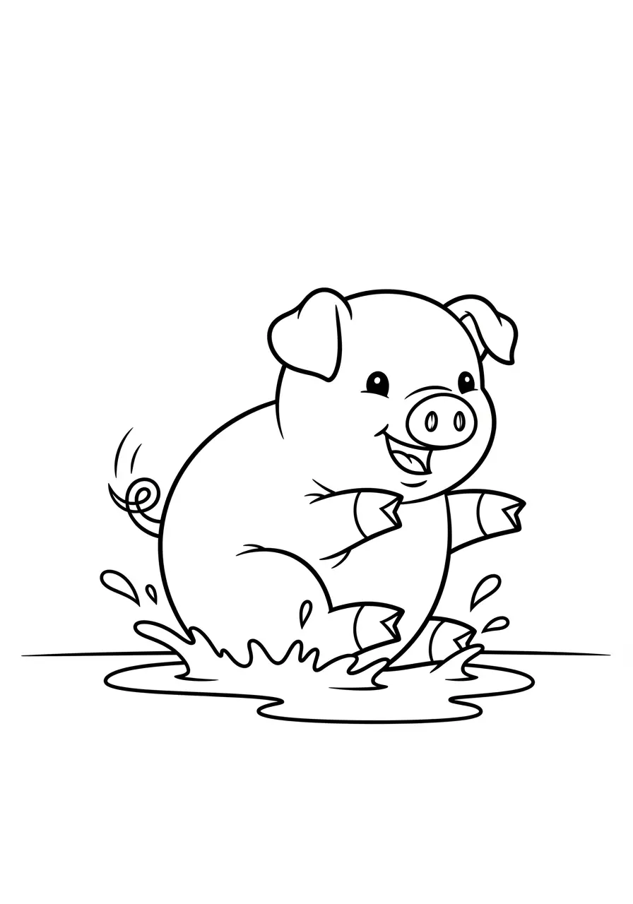 Giggling Piglet Cute Animal Coloring Page