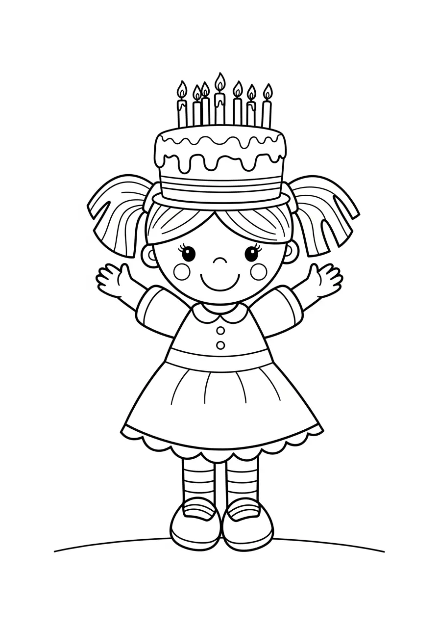 Happy Barbie Birthday Coloring Page