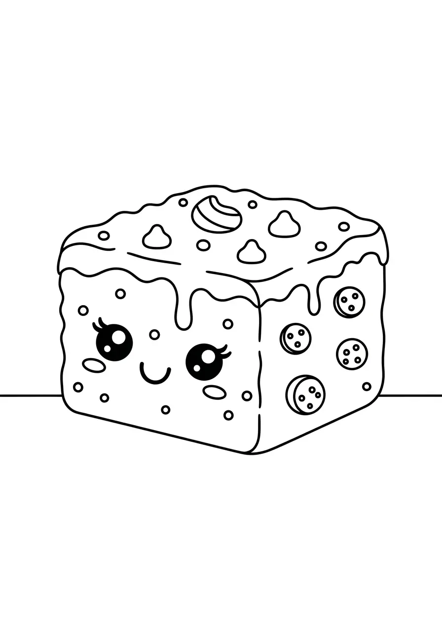 Happy Brownie Dessert Coloring Page