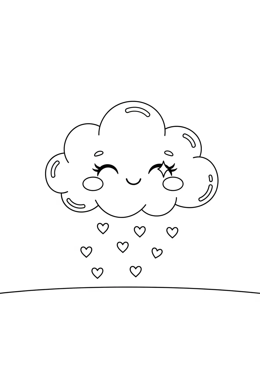 Happy Cloud Cute Simple Coloring Page