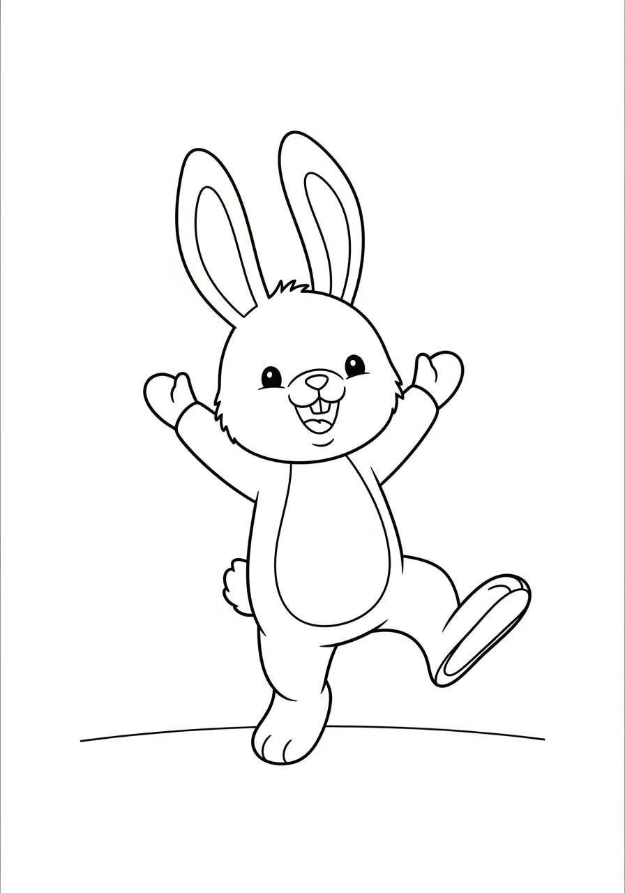 Happy Easter Bunny Dancing Coloring Page