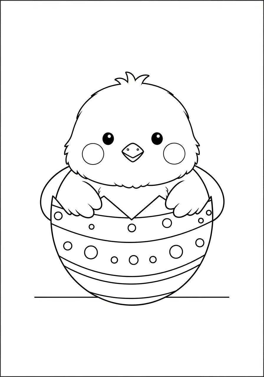 Happy Easter Chick Spring Coloring Page