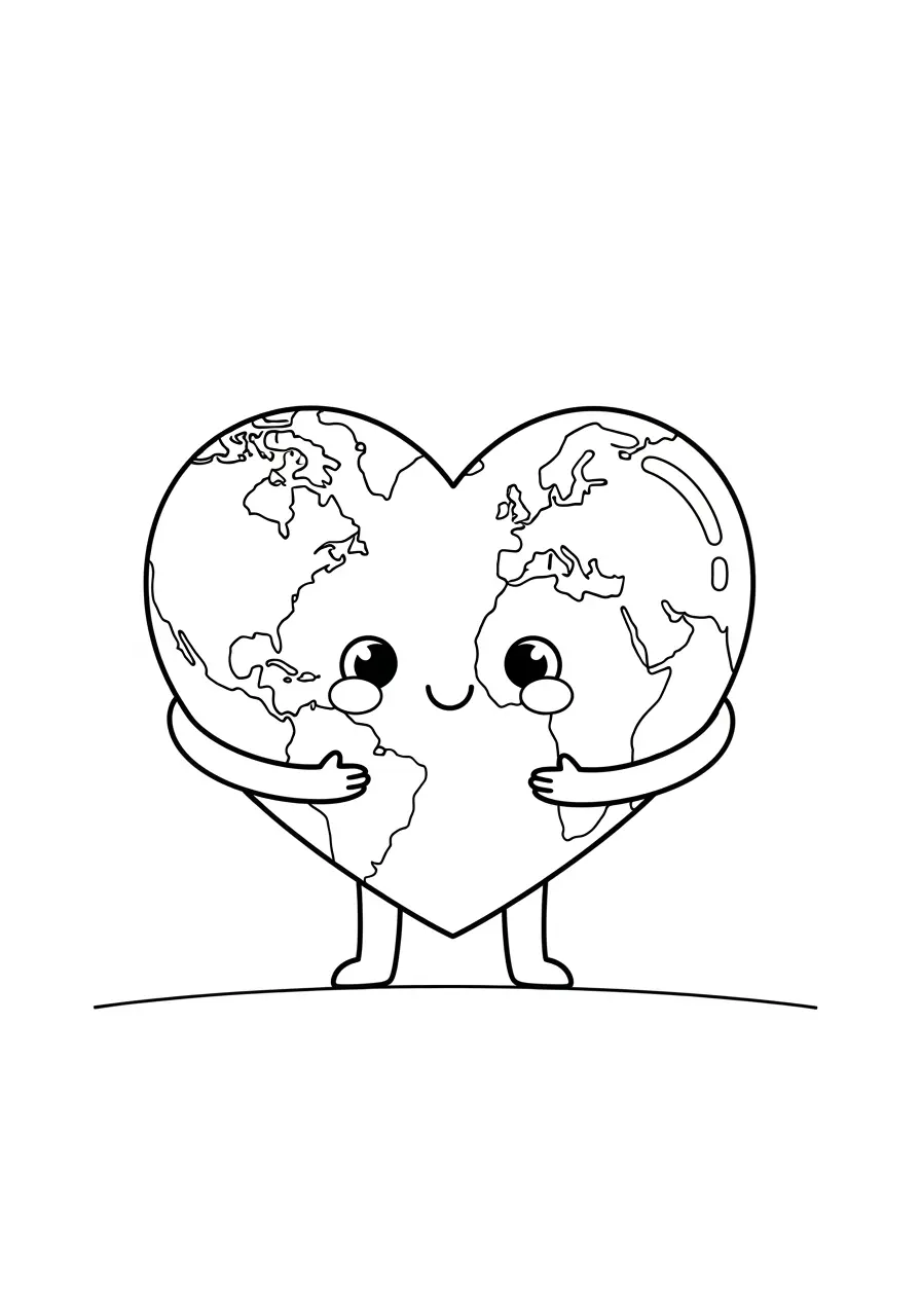 Happy Heart Simple Coloring Page