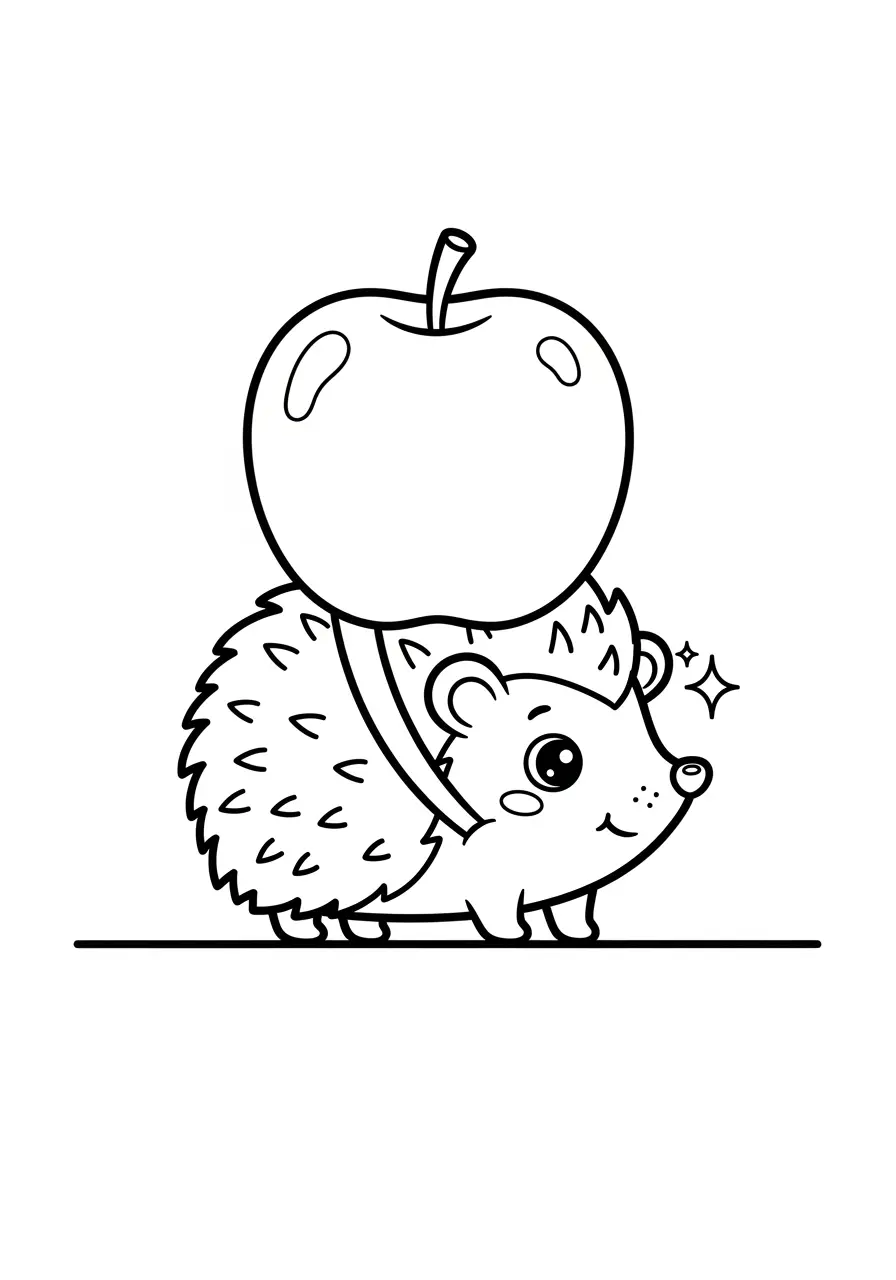 Happy Hedgehog Cute Animal Coloring Page