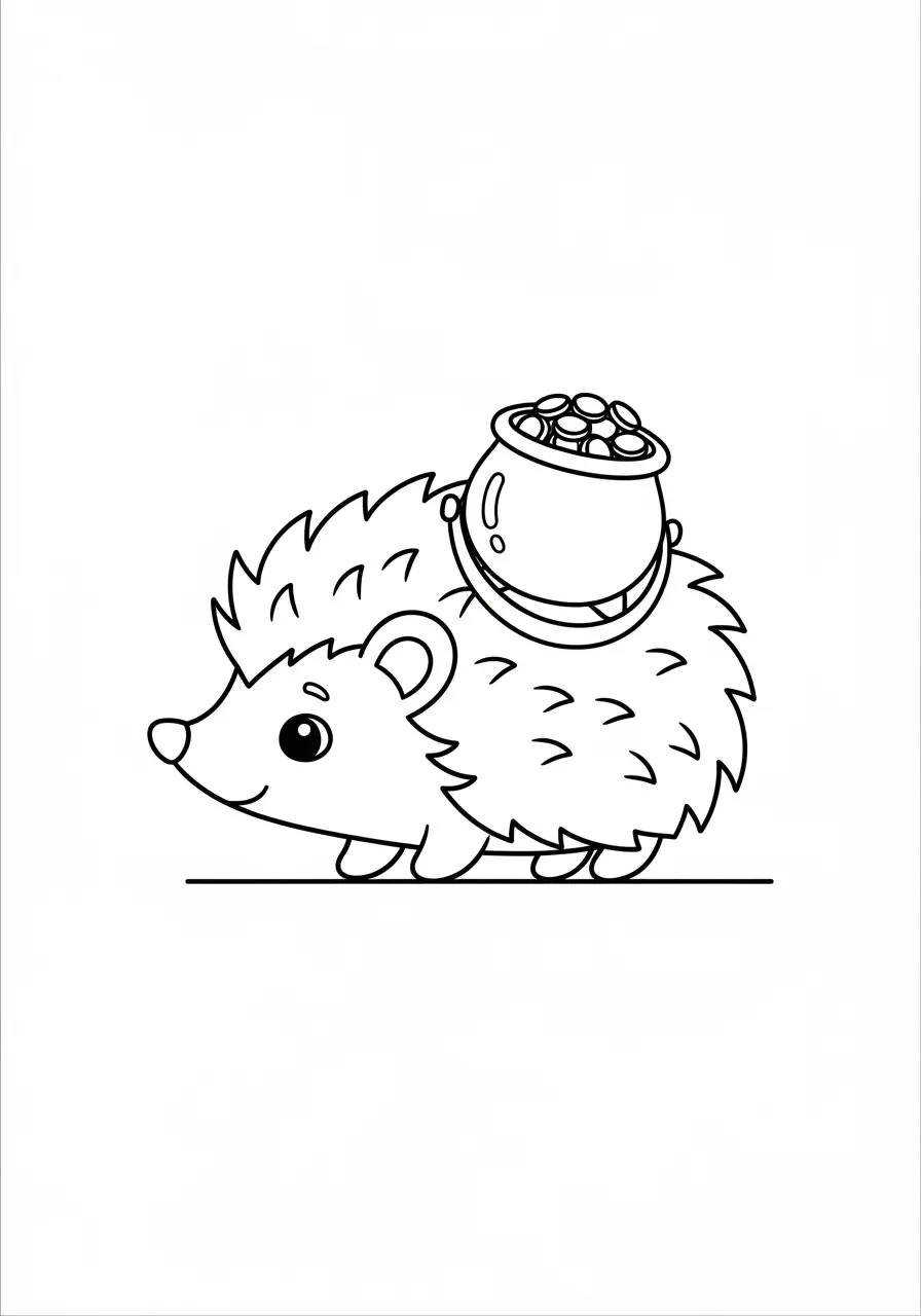 Happy Hedgehog St. Patrick's Day Coloring Page