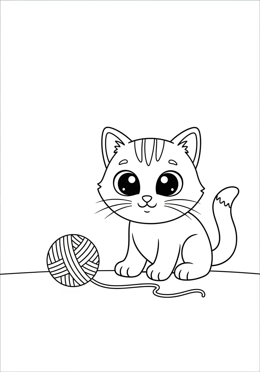 Happy Kitten Cute Coloring Page for Kids