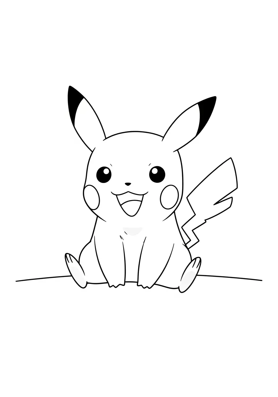 Happy Pokemon Coloring Page Smiling