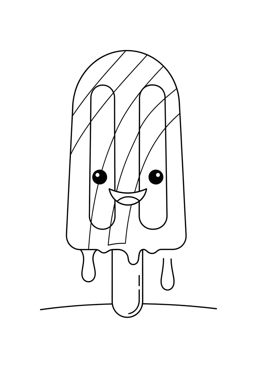 Happy Popsicle Coloring Page