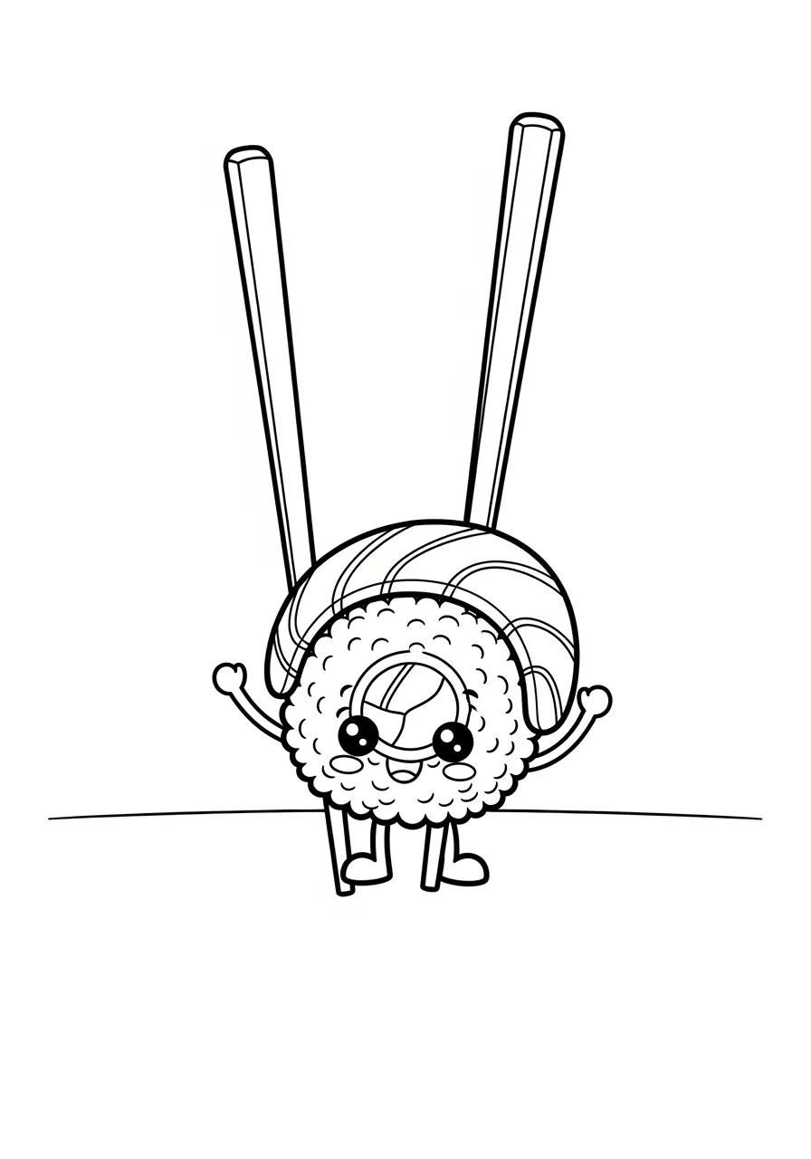 Happy Sushi Roll Coloring Page